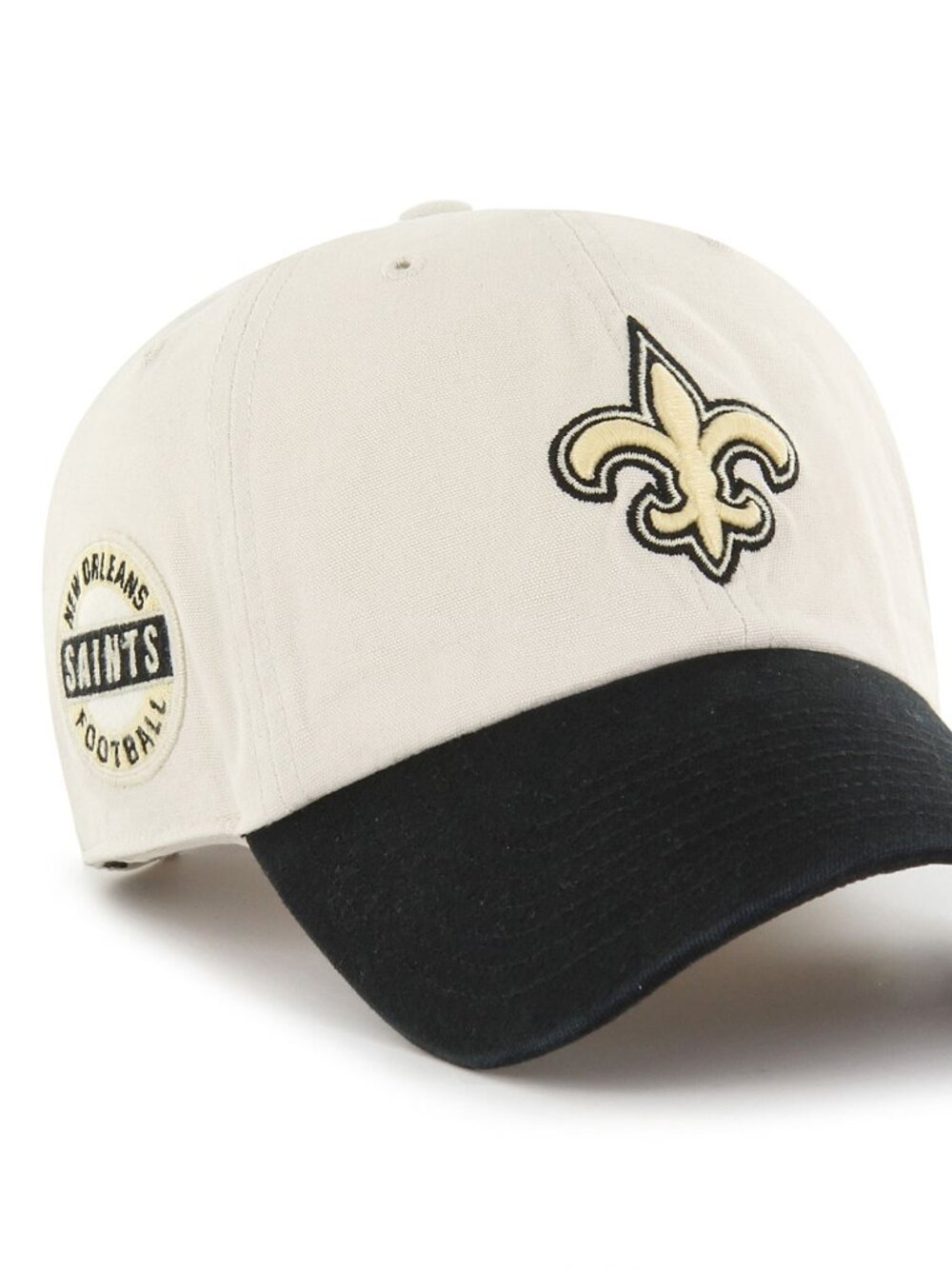 Men's '47 Cream, Black New Orleans Saints Sidestep Clean up Adjustable Hat - Cre